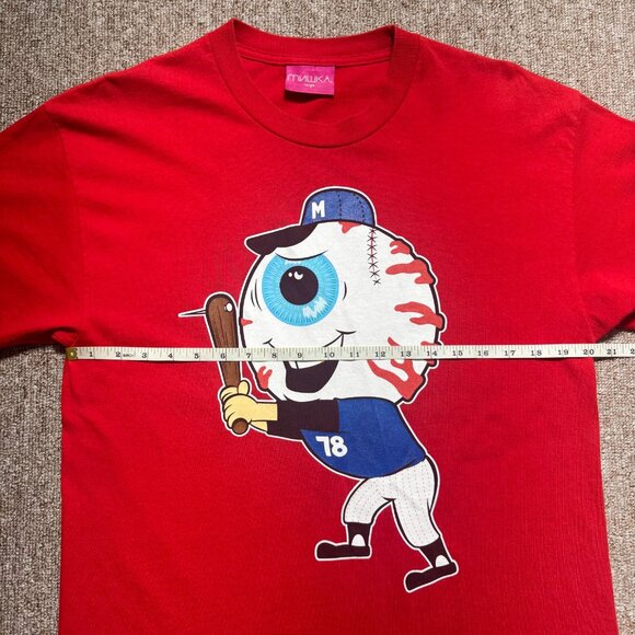Mishka NYC Eye Baseball Graphic Tee Red Mens Large Made in USA - Picture 4 of 7